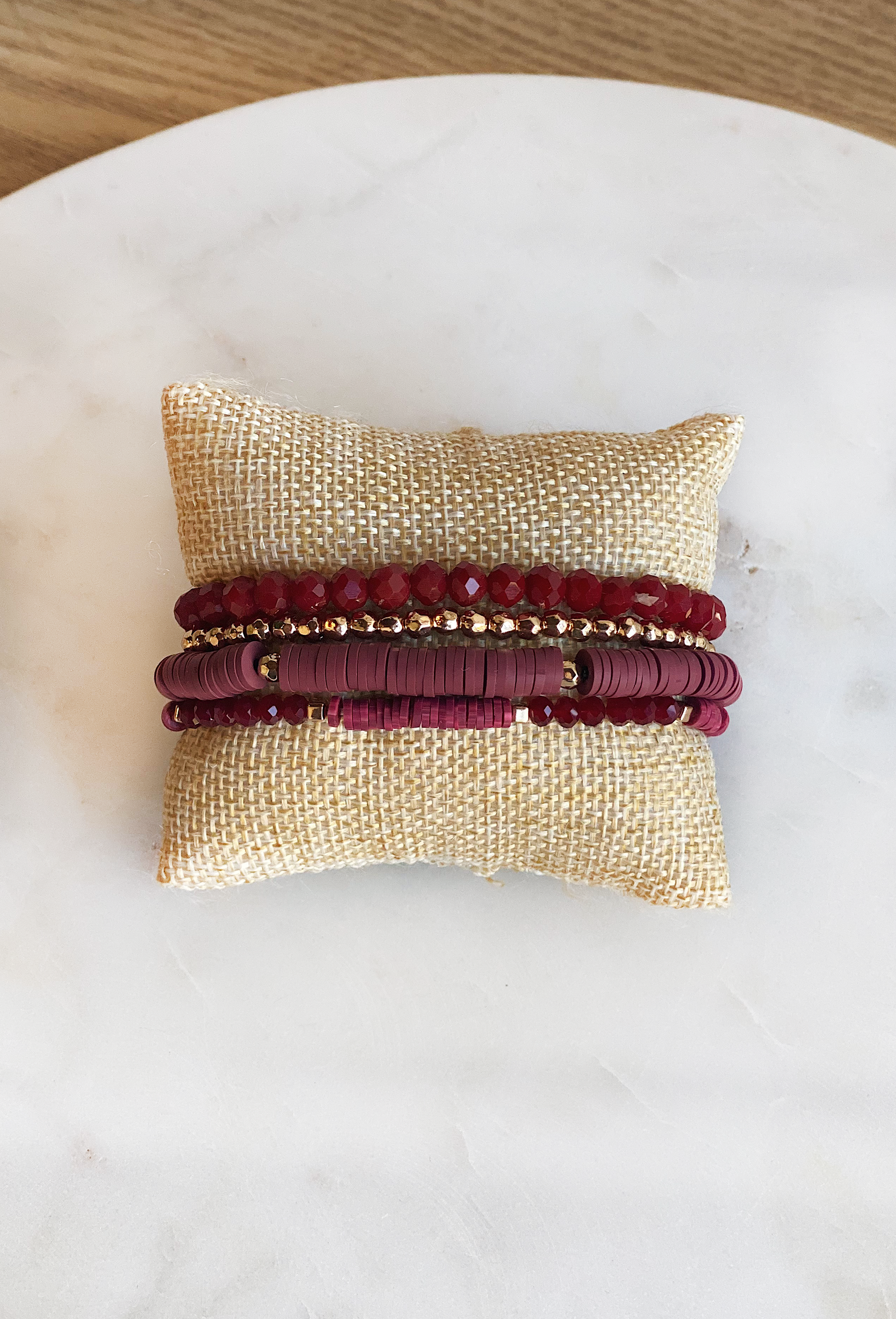 Rosalie Beaded Bracelet Set, Set of 4 textured bracelets