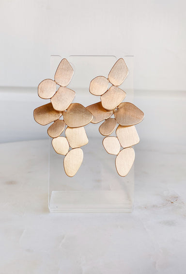 Samantha Matte Drop Earrings in Gold, drop earrings, gold shapes clumped together 