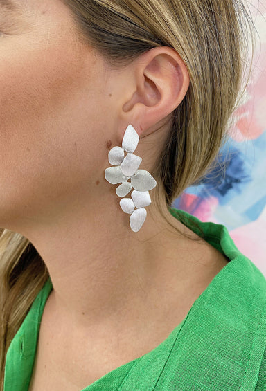 Samantha Matte Drop Earrings in Silver, silver drop earrings, post backing