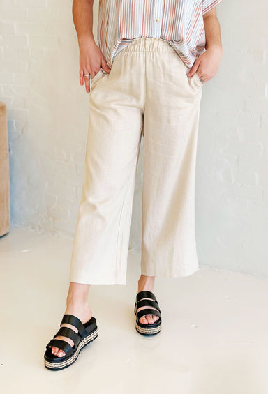 Skylar Linen Pants in Natural, cropped natural linen pants