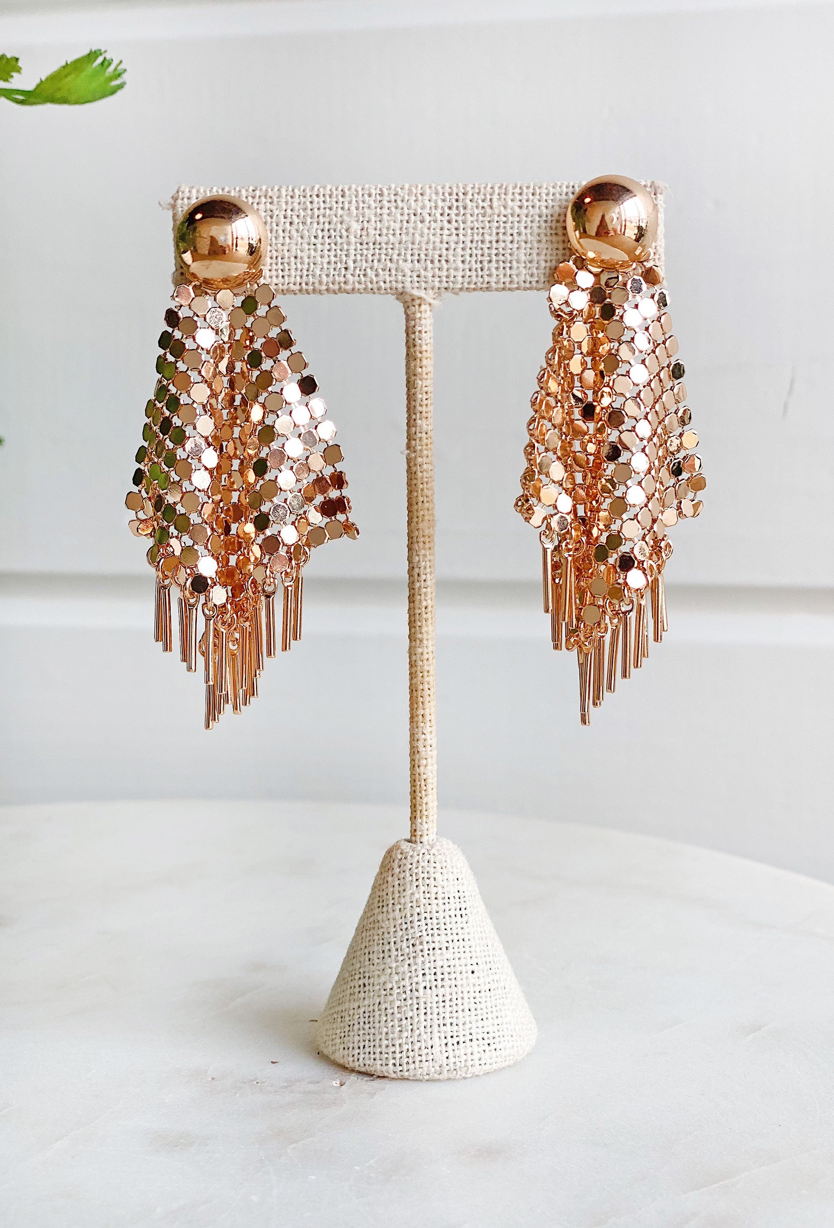 Sloane Earrings in Gold, drop earrings, gold, with gold fringe