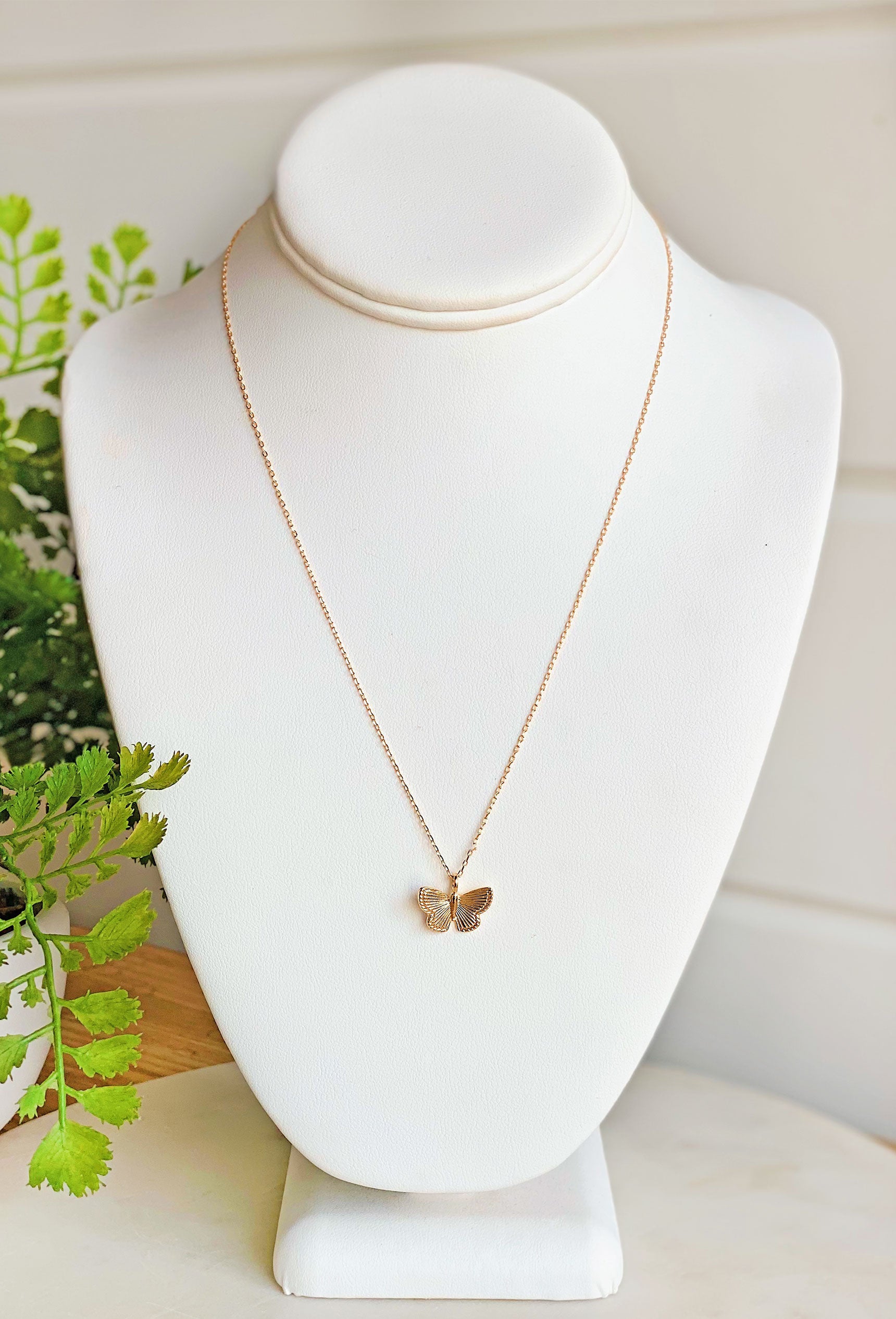 Social Butterfly Necklace, gold dainty necklace with small gold butterfly charm