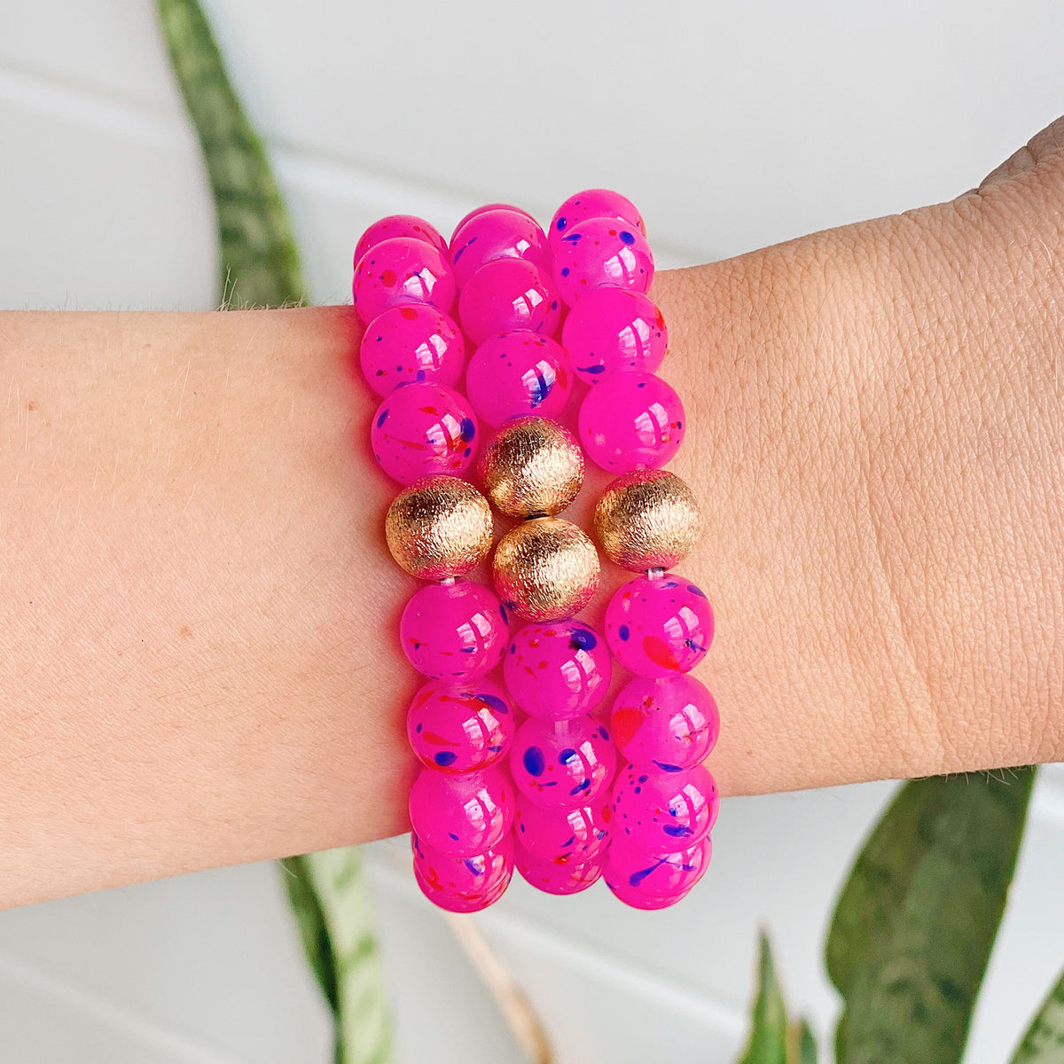 Natural Dyed Jade Hot Pink Beaded Stretch Bracelet 806zz – The Jewelry  Junkie