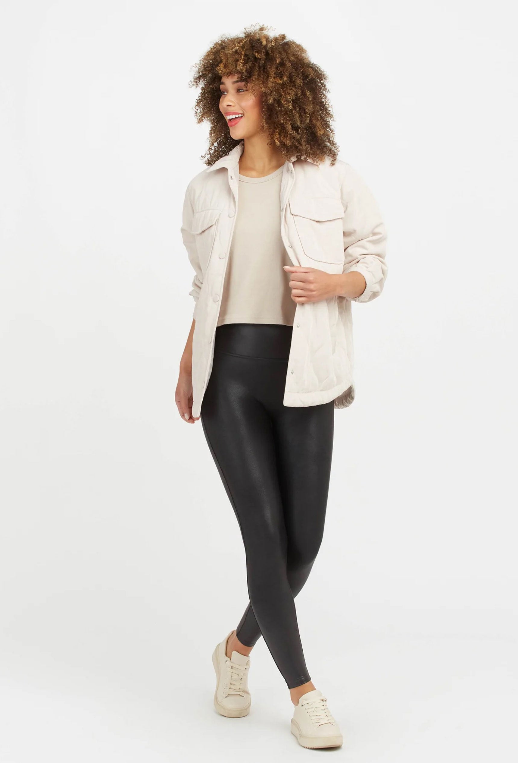 Spanx Faux Leather Leggings in Petite Groovy's - Main Image
