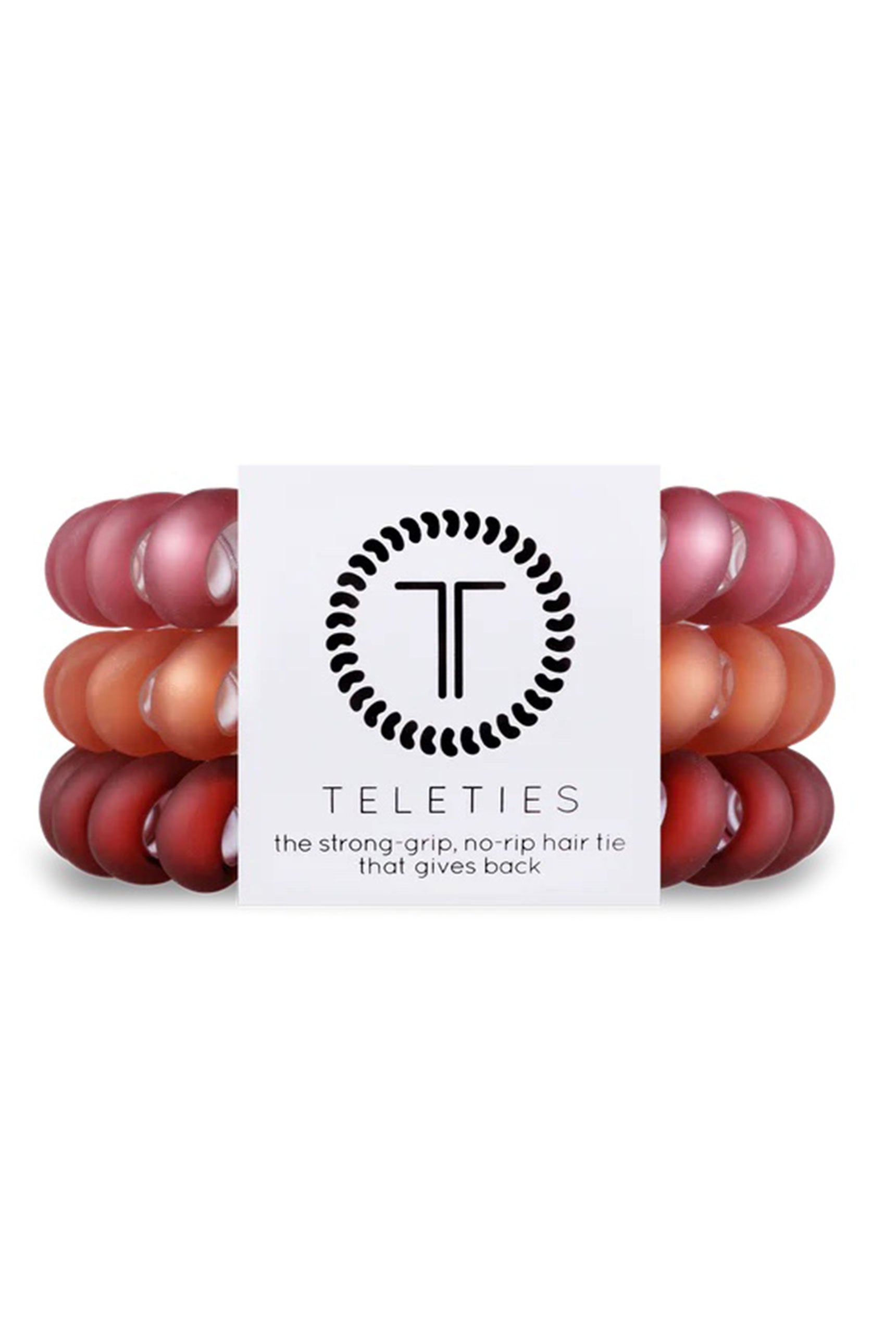 TELETIES Large Hair Ties - Spicy, set of 3, coil style hair ties, ombre from red to orange