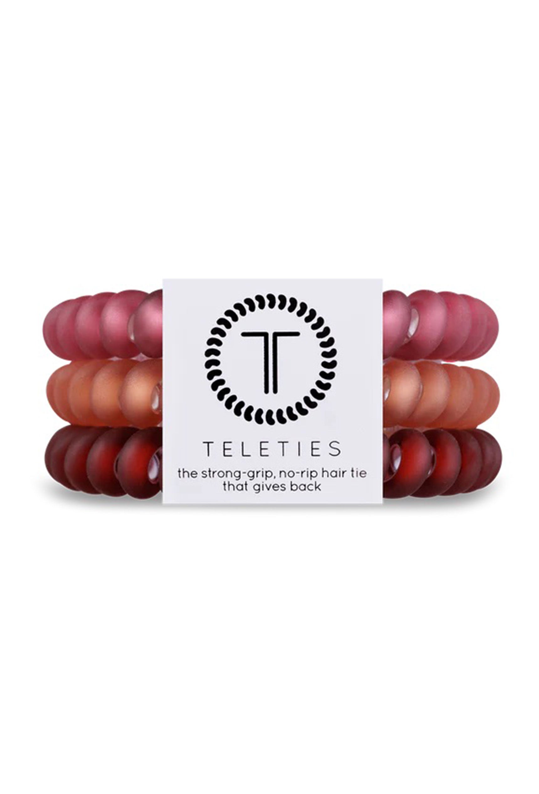TELETIES Small Hair Ties - Spicy, set of 3, coil style hair ties, ombre from red to orange