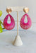 Stolen Romance Earrings in Pink, gold teardrop earrings with pink threading