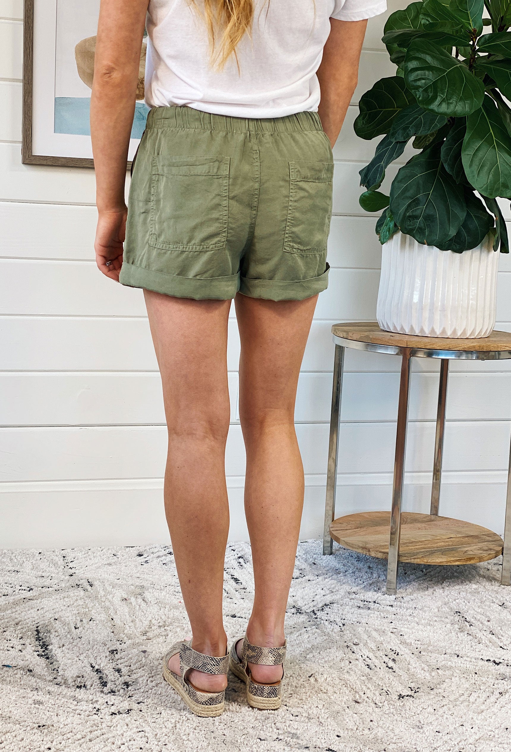 Summer Shorts in Olive, olive slouchy drawstring was it shorts 