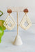 Sunshine Memories Earrings, woven diamond shaped, ivory with gold post