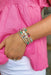Sunstone Bracelet Set in Silver Multi, set of 4 bracelets, silver beads with multicolored beads, pull on styling