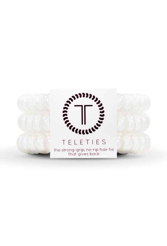 TELETIES Small Hair Ties- Coconut White, white hair coil hair ties 