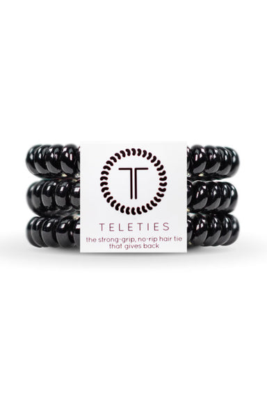 TELETIES Small Hair Ties- Jet Black, black hair coil hair ties 