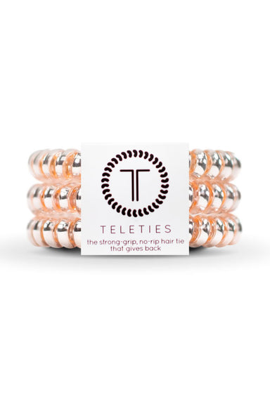 TELETIES Small Hair Ties- Millenial Pink, pink metallic hair coil hair ties 