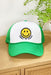 Take It Easy Trucker Hat in Green, green bill and mesh backing, take it easy and yellow smiley face embroidered into the hat