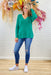 Tatum Sweater by Dreamers in Heathered Green, v-neck sweater, ribbed hem