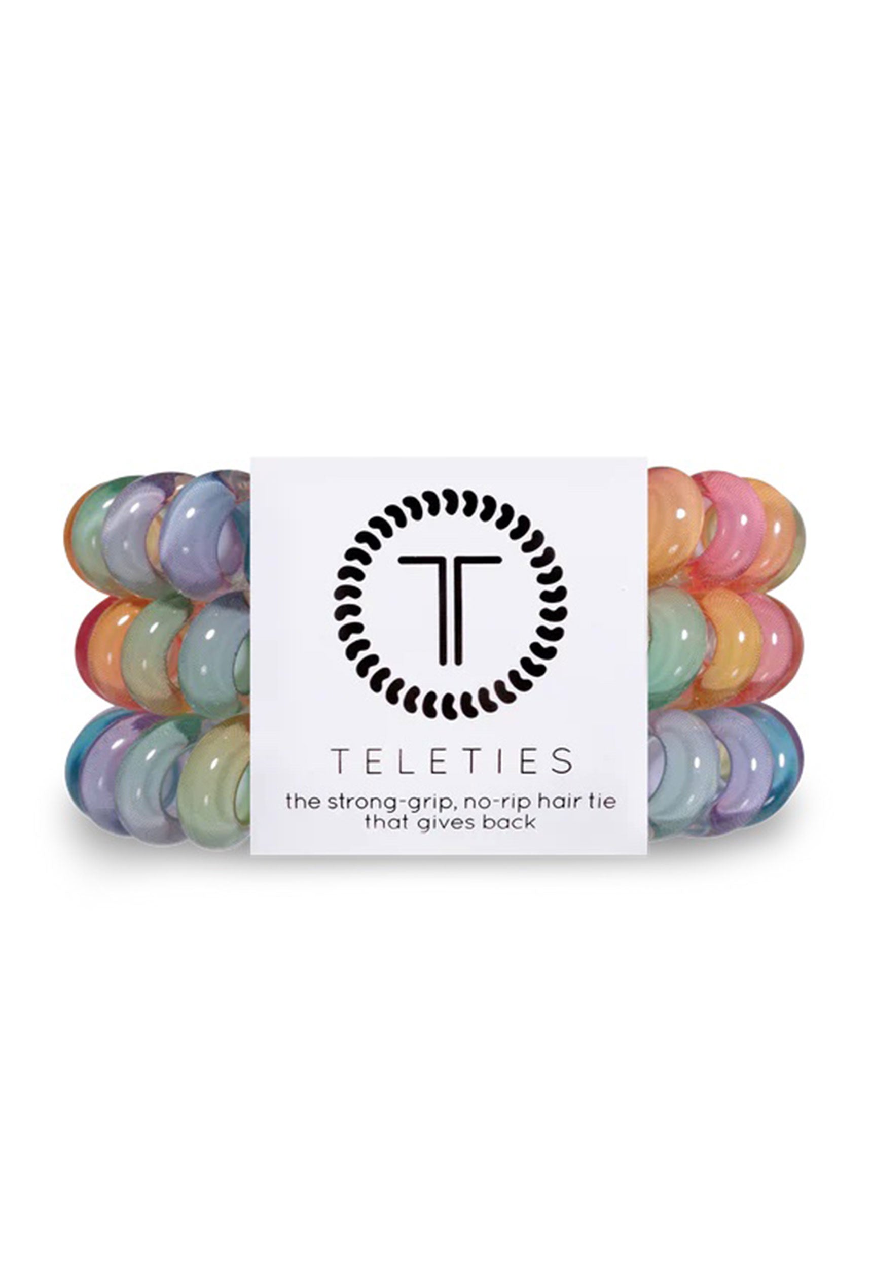 TELETIES Large Hair Ties - Rainbow Road, set of three hair ties, rainbow
