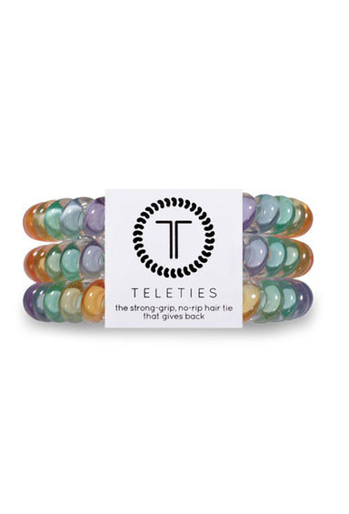 TELETIES Small Hair Ties - Rainbow Road, set of three hair ties, rainbow
