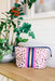 The Christi Exotic Neoprene Cosmetic, pink antelope bag with hot pink gold and navy stripe