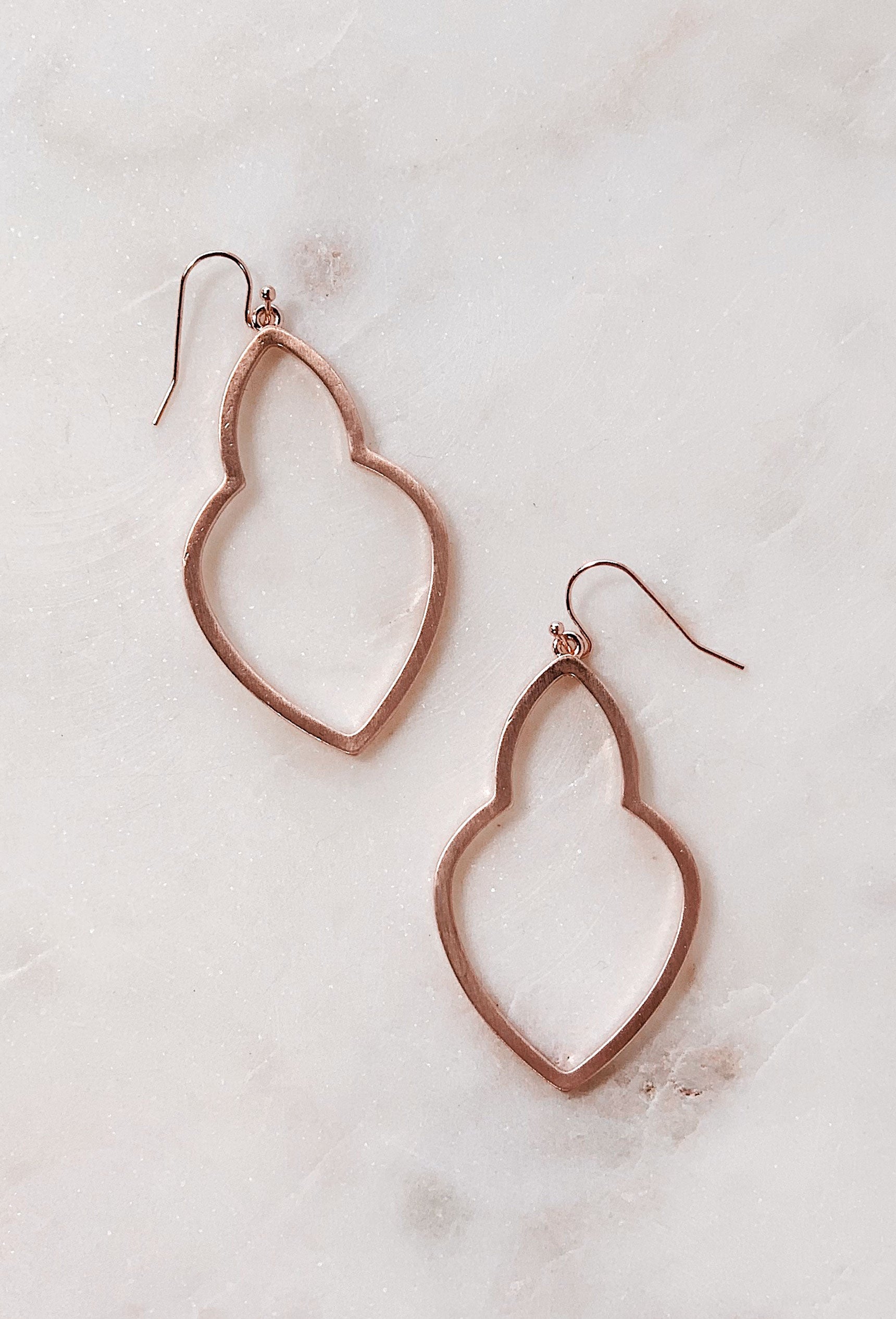 LA Earrings The Favorite Earrings - Rose Gold, rose gold simple geometric shaped earring on hook backing 