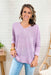 Time for Cozy Knit Sweater in Lavender, knit sweater, purple with v-neck detail and slit on the side