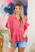 Try All You Want Ruffle Tiered Top, pink top, tiered body, v-neck, ruffle sleeves 