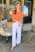 Universal V-Neck Blouse in Orange, relaxed fit, short sleeves, v-neck