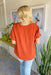 Universal V-Neck Blouse in Rust, short sleeve, v-neck blouse