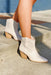 Vaca Pearl Western Boots, cream short western boots with pearl details
