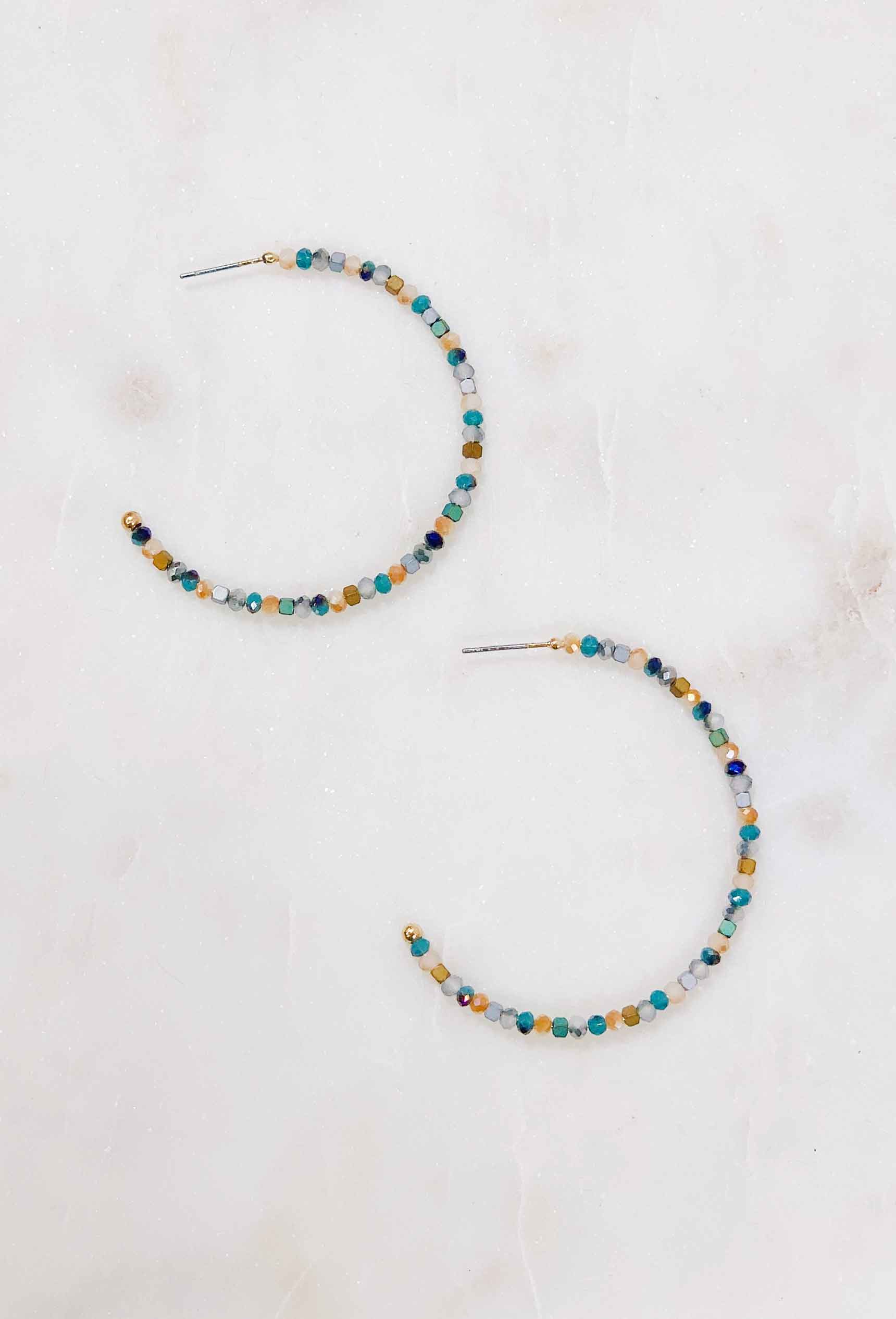 Turquoise beaded hoop earrings by Nakhrewaali | The Secret Label