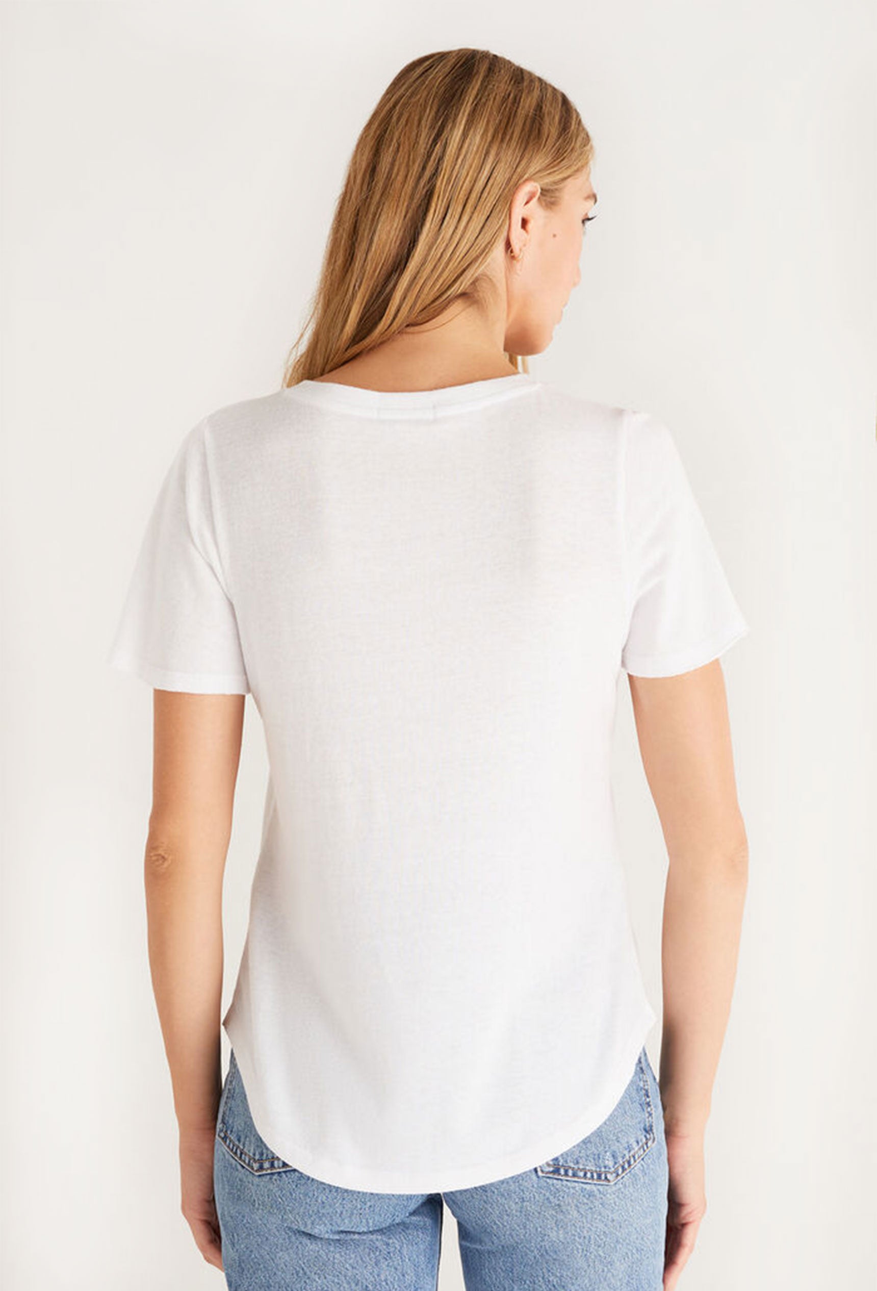 Z SUPPLY Fallon Flutter Tee in White, white v-neck short sleeve t-shirt