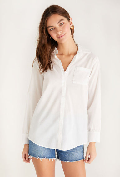 Z SUPPLY Poolside Button Up Shirt, white button up top 