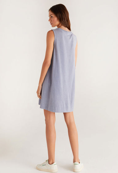 Z SUPPLY Sloane Dress in Worn Indigo, tank top dress, dusty blue color