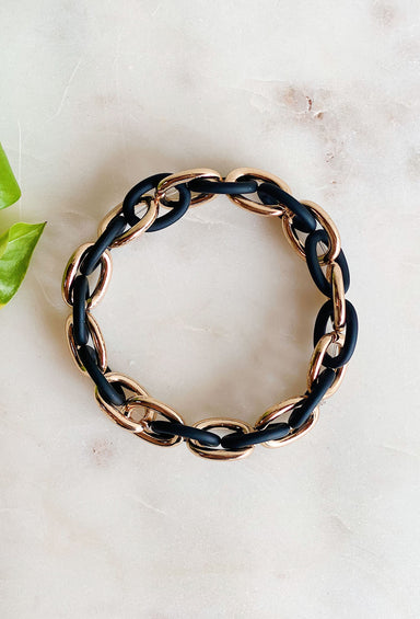 Chain Link Black Stretch Bracelet, black and gold chain link bracelet 
