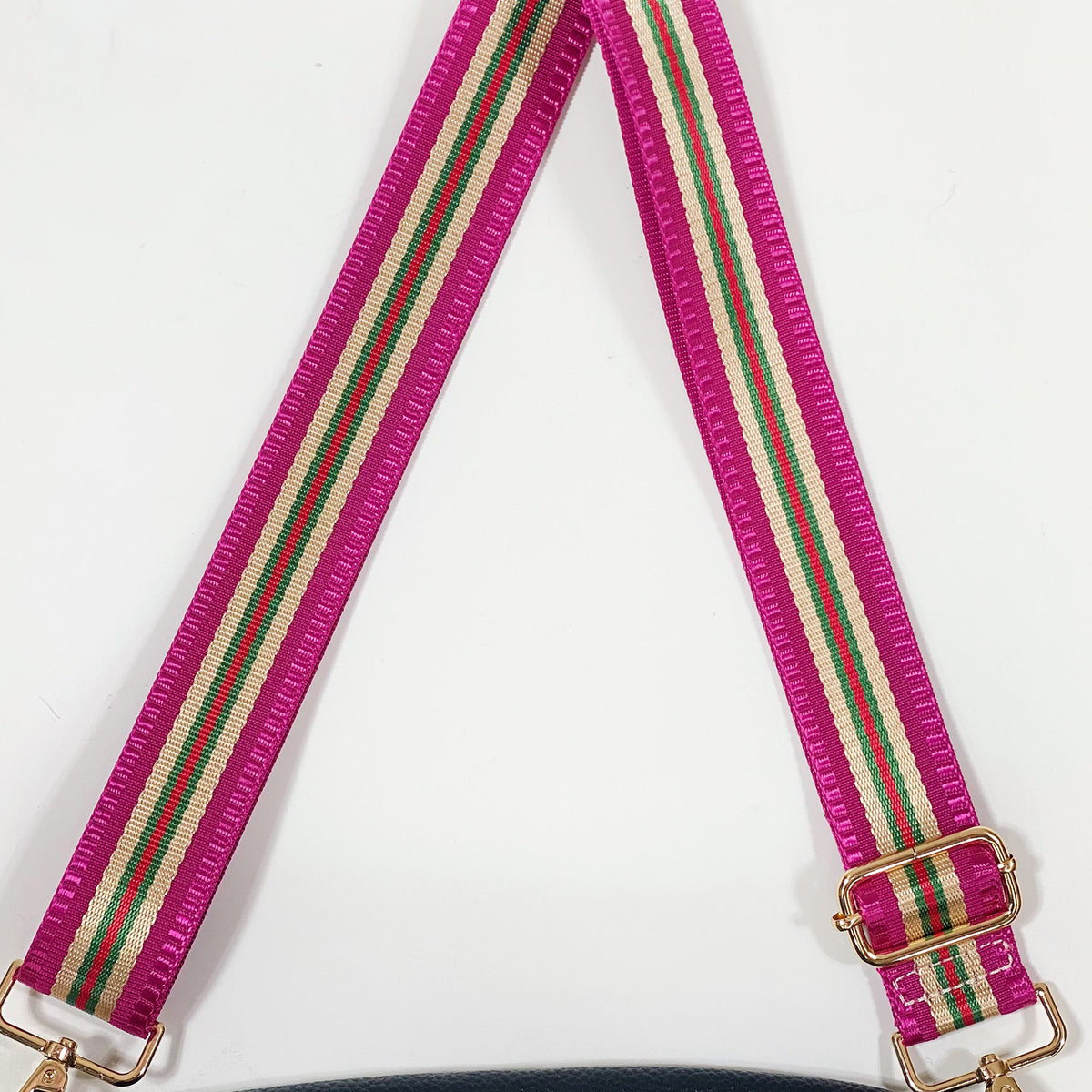 Social Threads 1.5 Wide Pink/Red Stripe Bag Strap | Size One Size