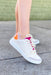 Miel Sneaker in Fuchsia, cream shoes with fuchsia pink tongue and bright orange back
